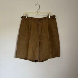Savane Men's Khaki Linen/Cotton‎ Pleated Shorts Size 35/36 Casual Y2K Old Money